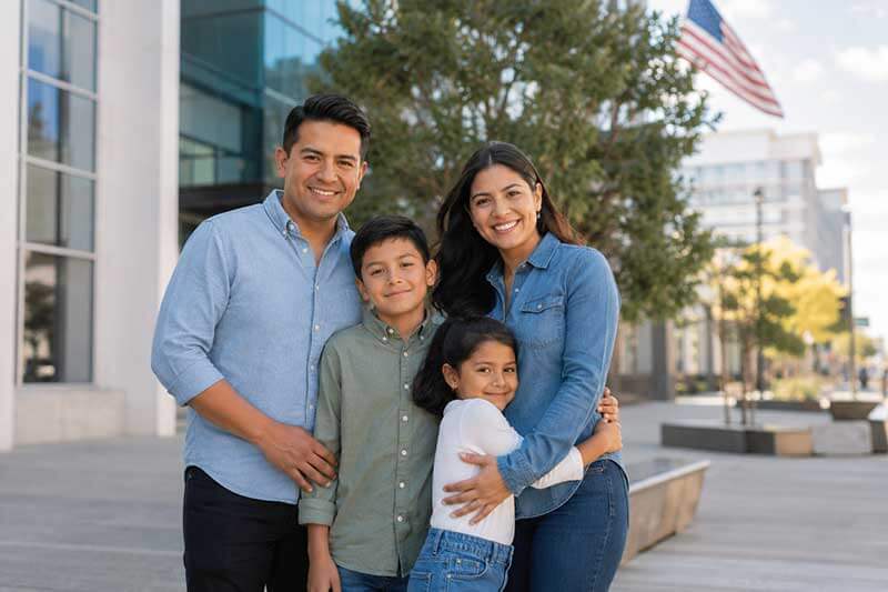 immigrant family reunited in the United States