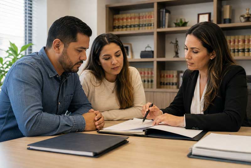 Venezuelan couple consulting with an attorney about their immigration situation after TPS changes